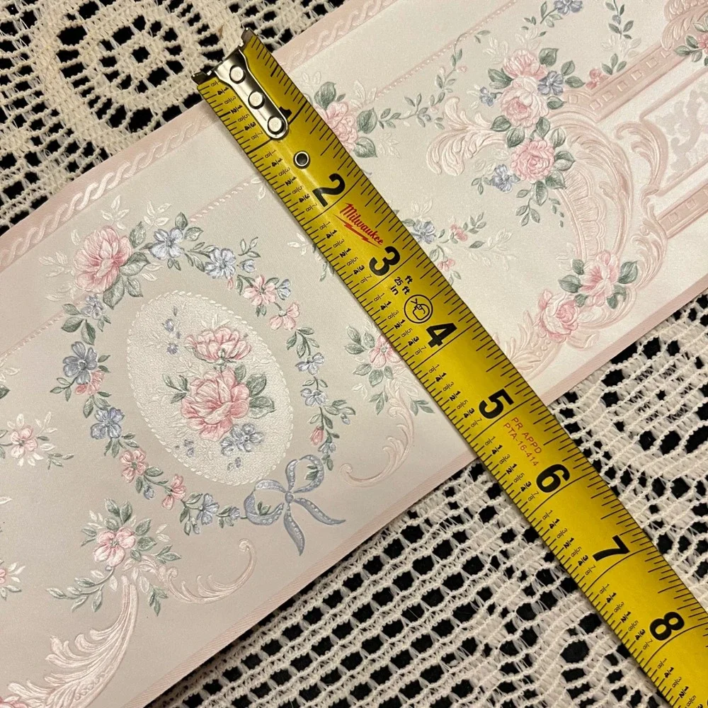 Vintage Shabby Chic Wallpapoer Border Pink Rose | 1 Full Roll | Cottagecore